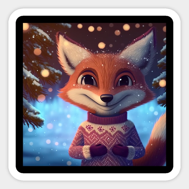 Cute Christmas Fox Sticker by Art8085